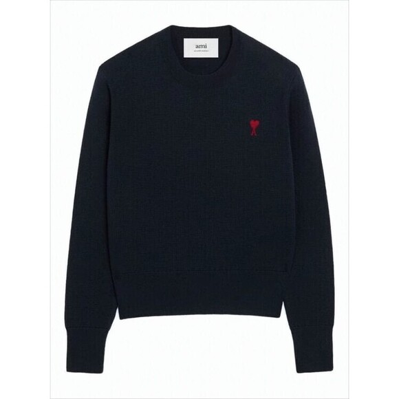 Ami Paris Classic Crew Neck Sweater With Embroidered Heart Detail - NWT